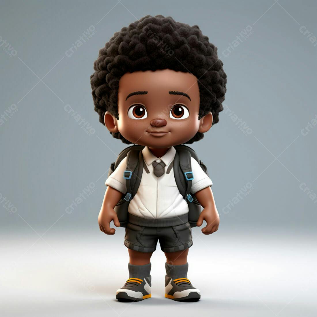 Menino negro com mochila indo para escola