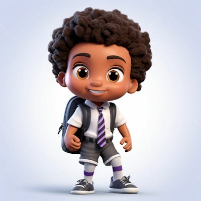 Animacao 3D De Volta As Aulas, Um Menino Negro Com Uma Mochila Nas Costas 21