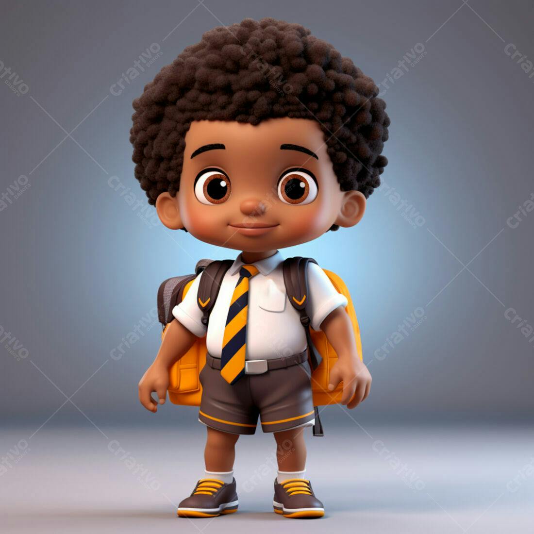 Menino negro com mochila indo para escola