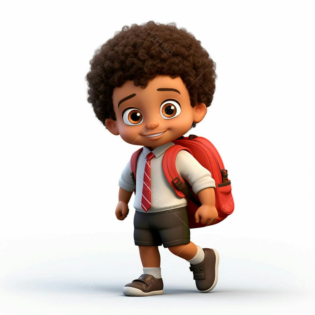 Menino negro com mochila indo para escola