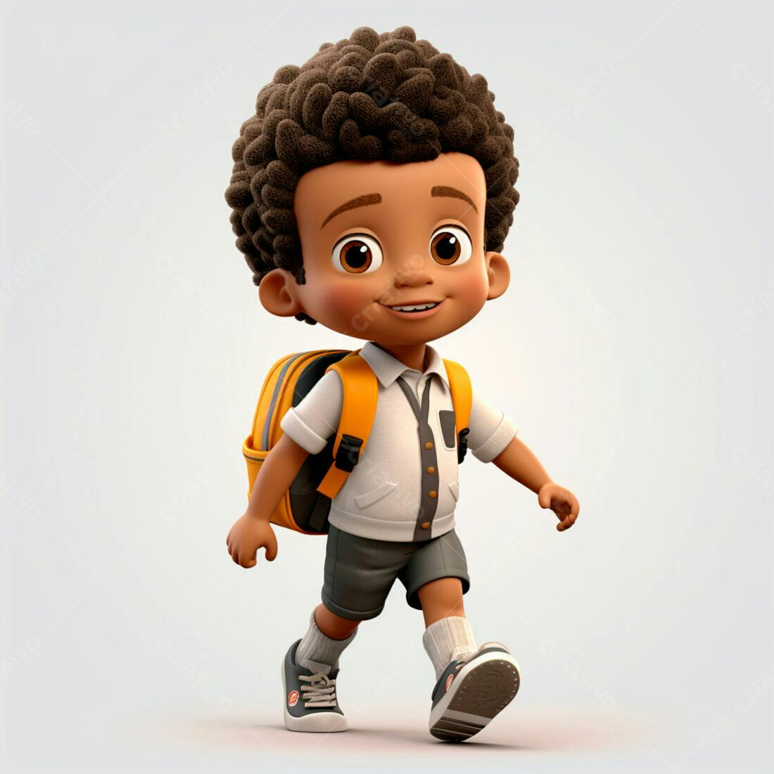Menino negro indo para escola mochila amarela