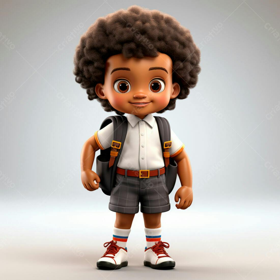 Criança afrodescendente com mochila escolar