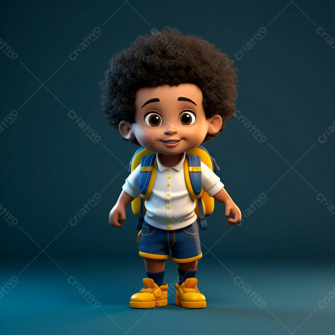 Menino negro com mochila voltando a escola