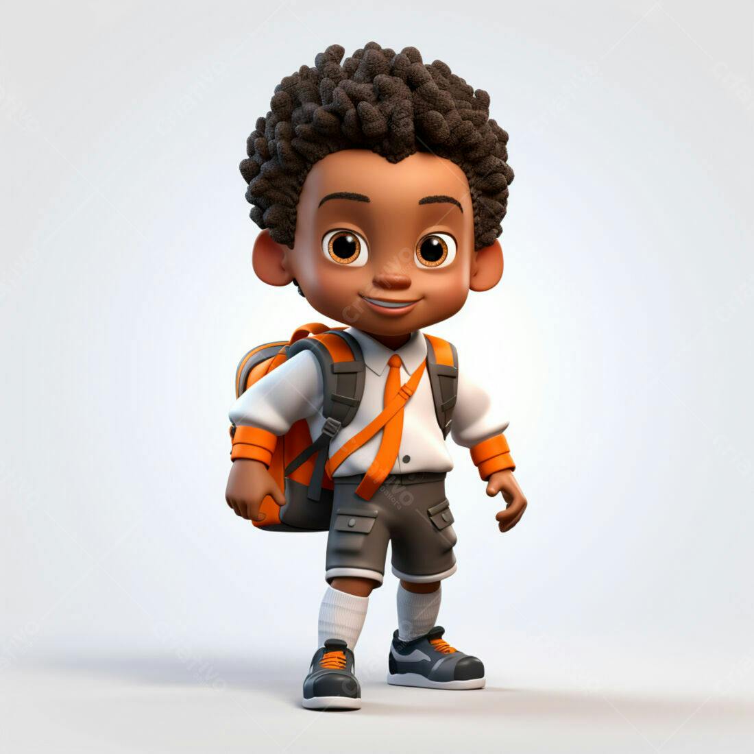 Menino negro com mochila indo para escola
