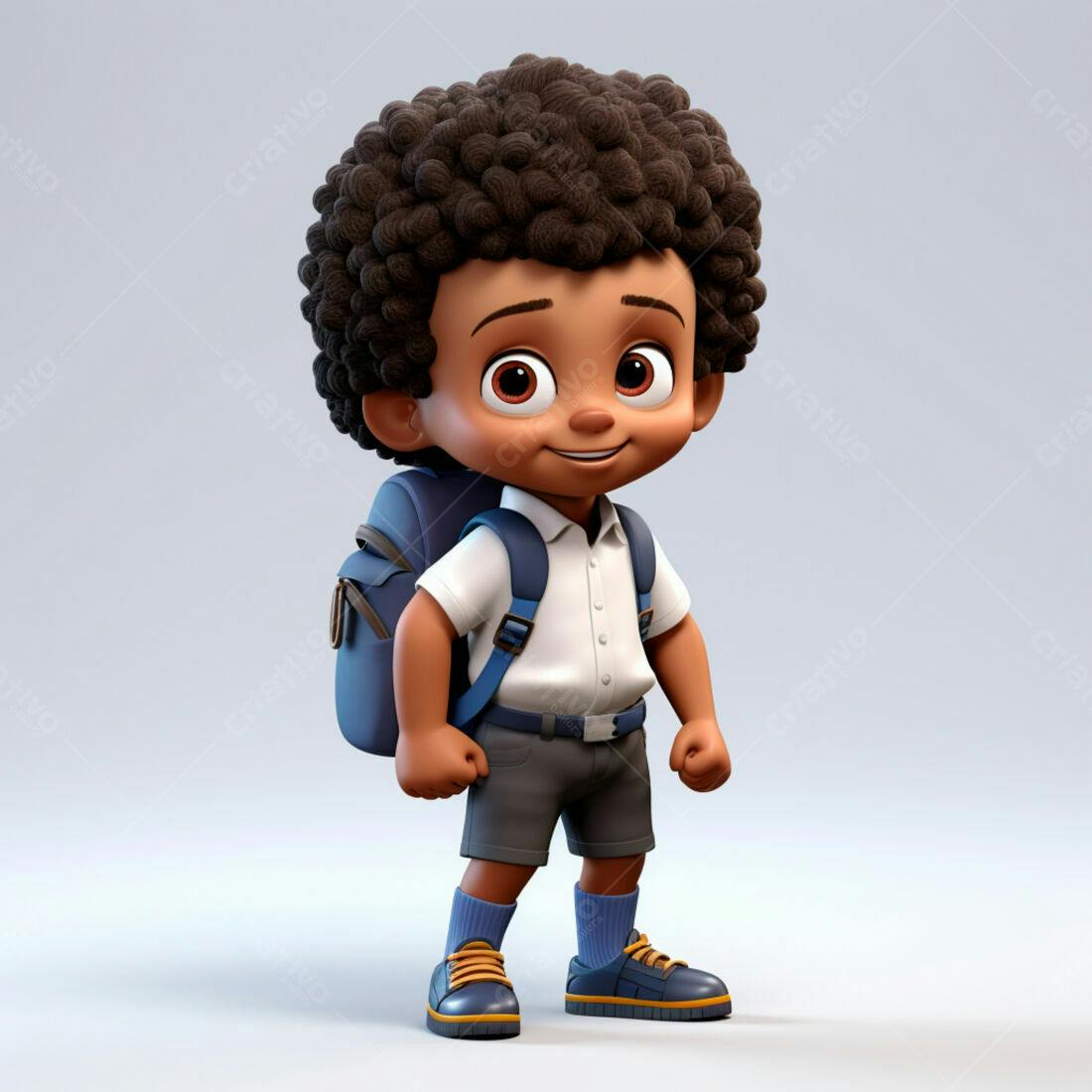 Menino negro com mochila indo para escola