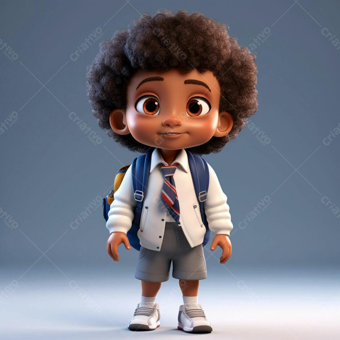 Menino negro com mochila indo para escola
