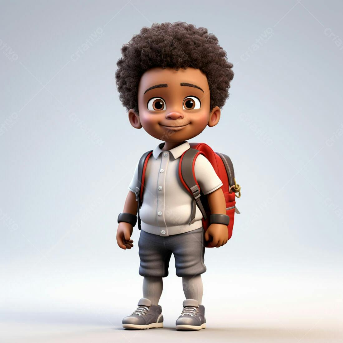 Menino negro com mochila pronto para escola