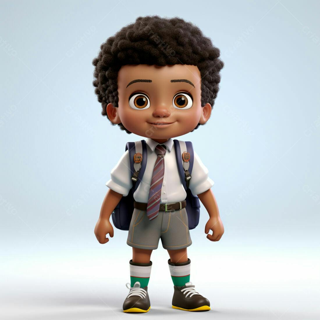 Menino negro com mochila indo para escola