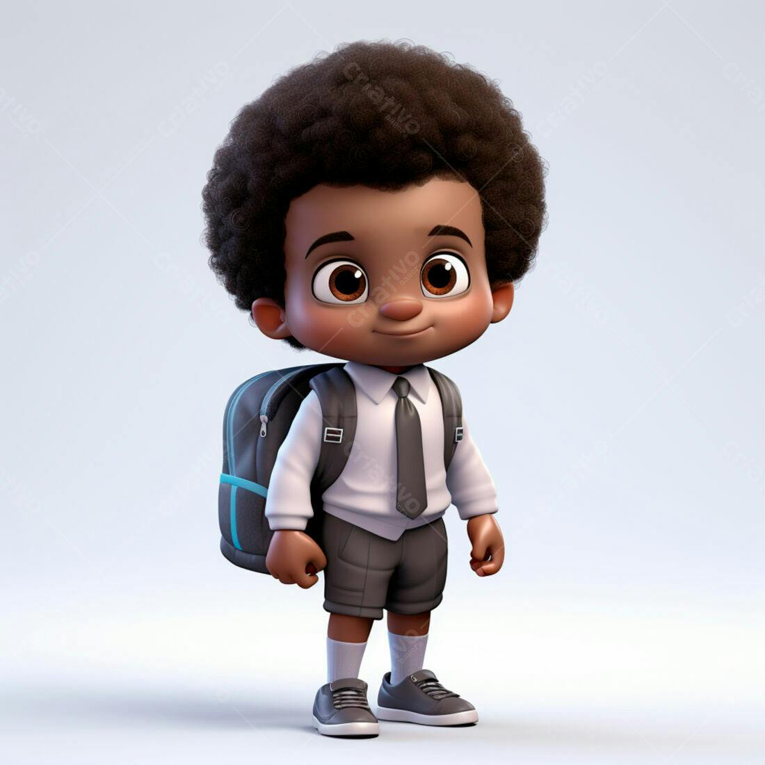 Menino negro com mochila indo para escola
