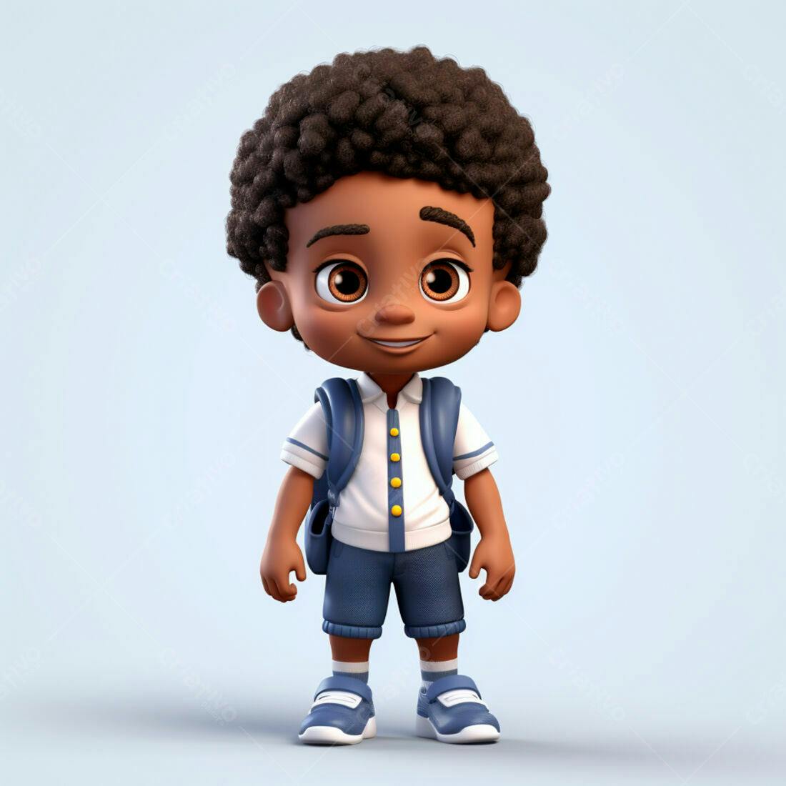 Menino negro com mochila pronto para a escola