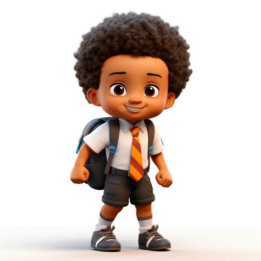 Menino negro com mochila indo para escola