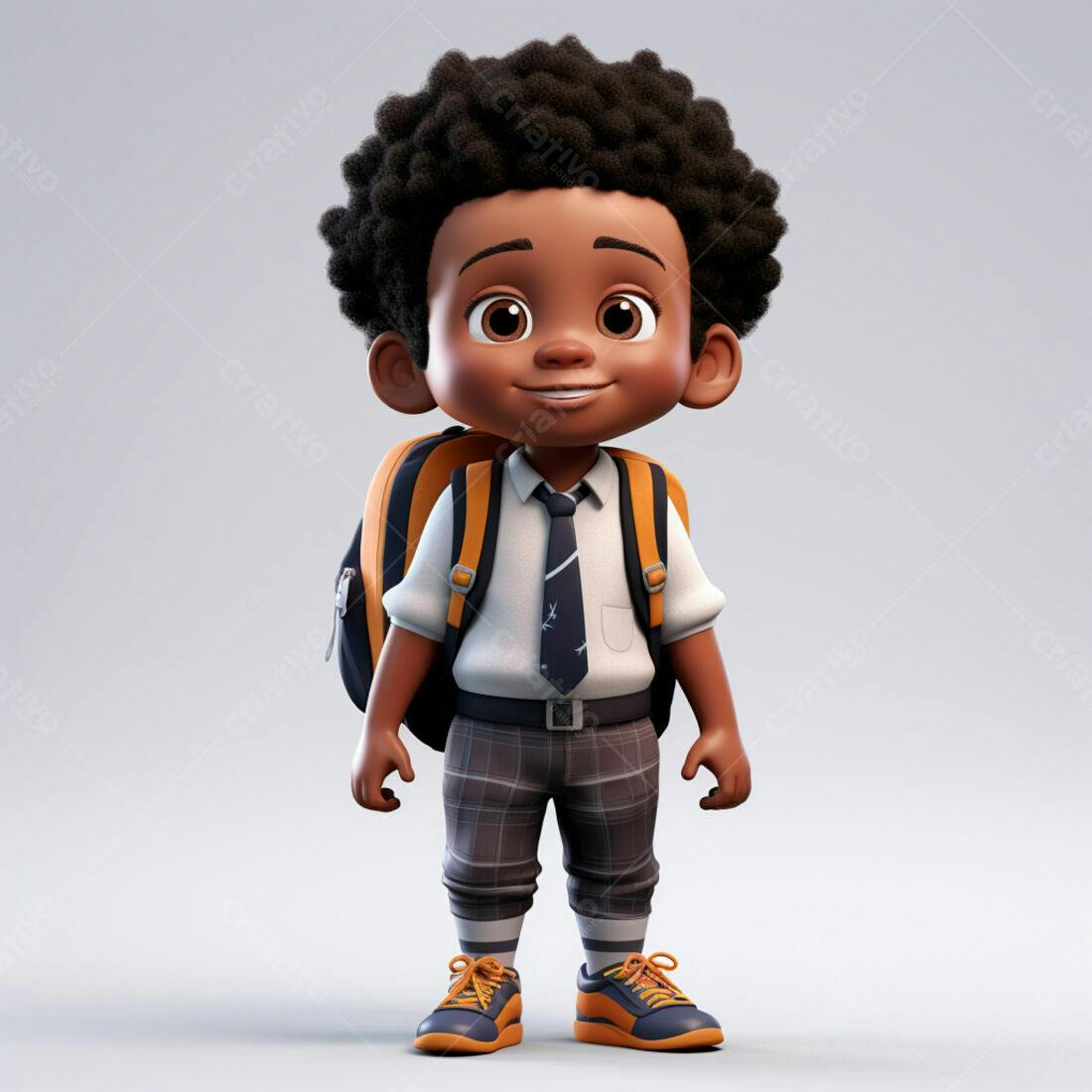 Menino negro com mochila indo para escola