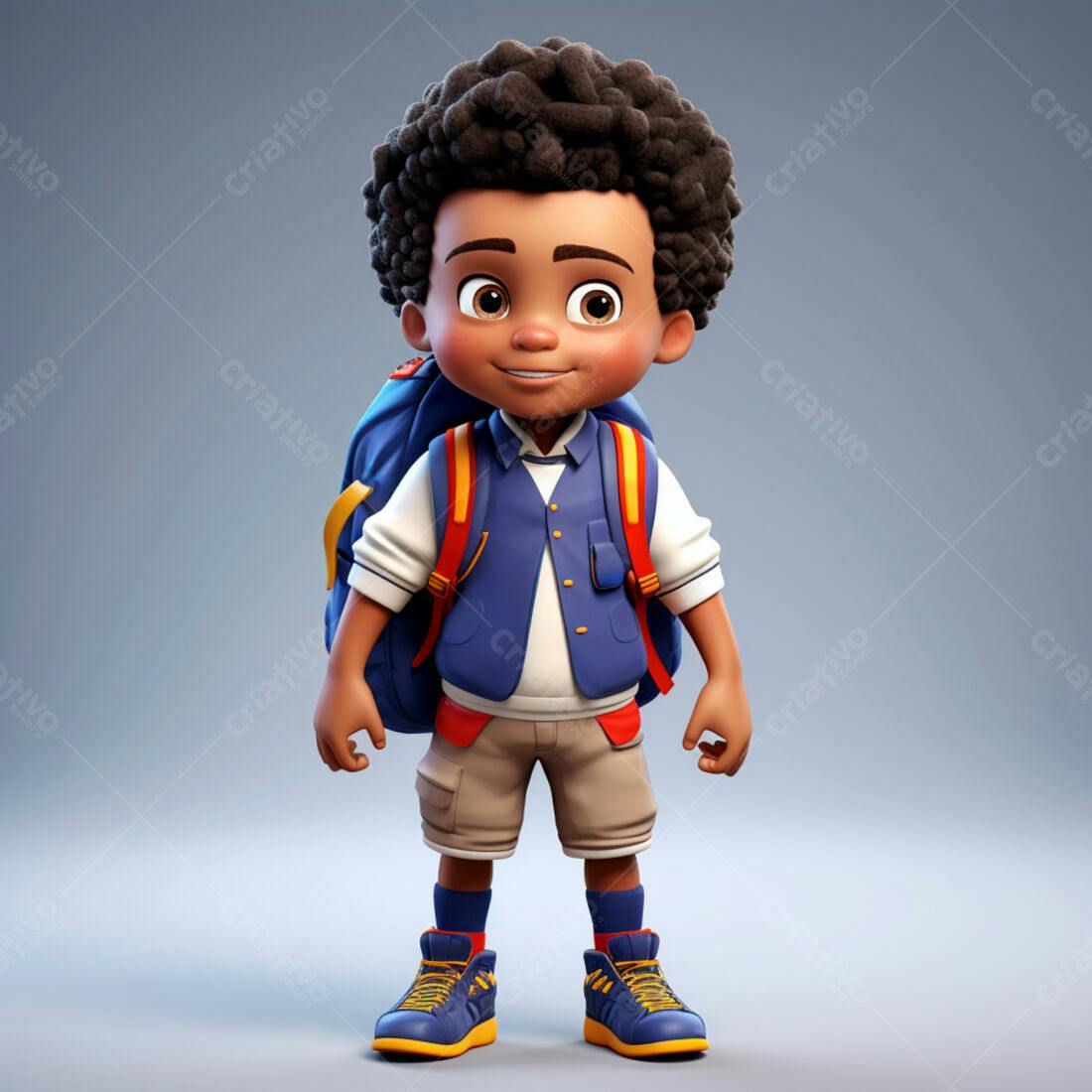 Menino sorridente com mochila azul