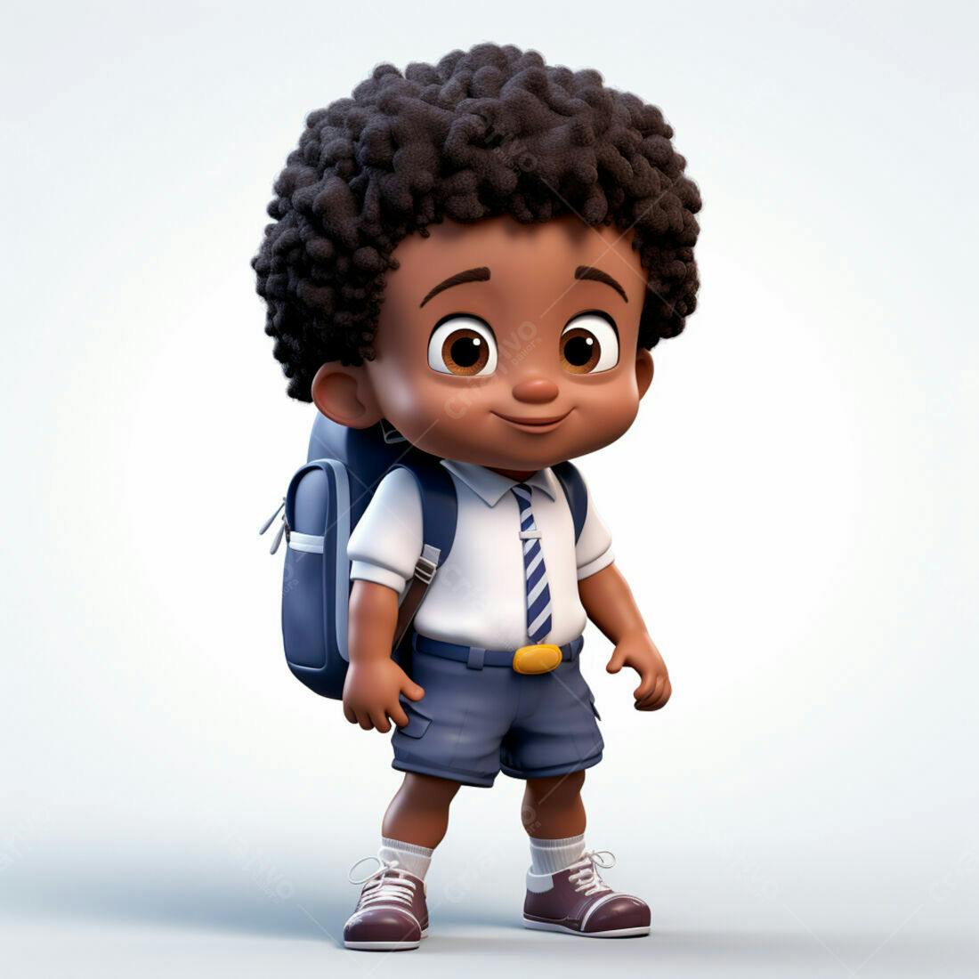 Menino negro com mochila indo para escola