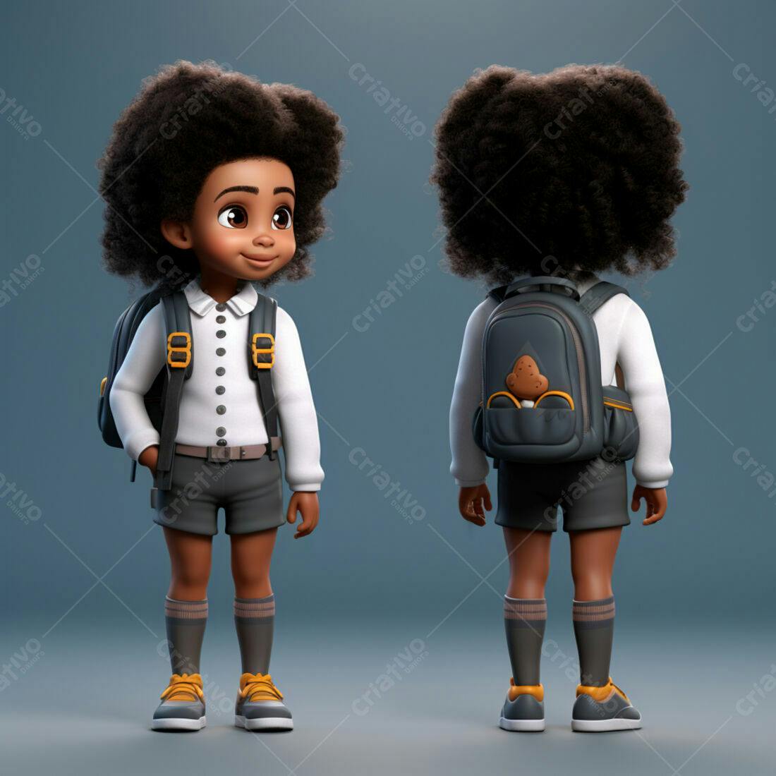 Criança negra com mochila indo para escola