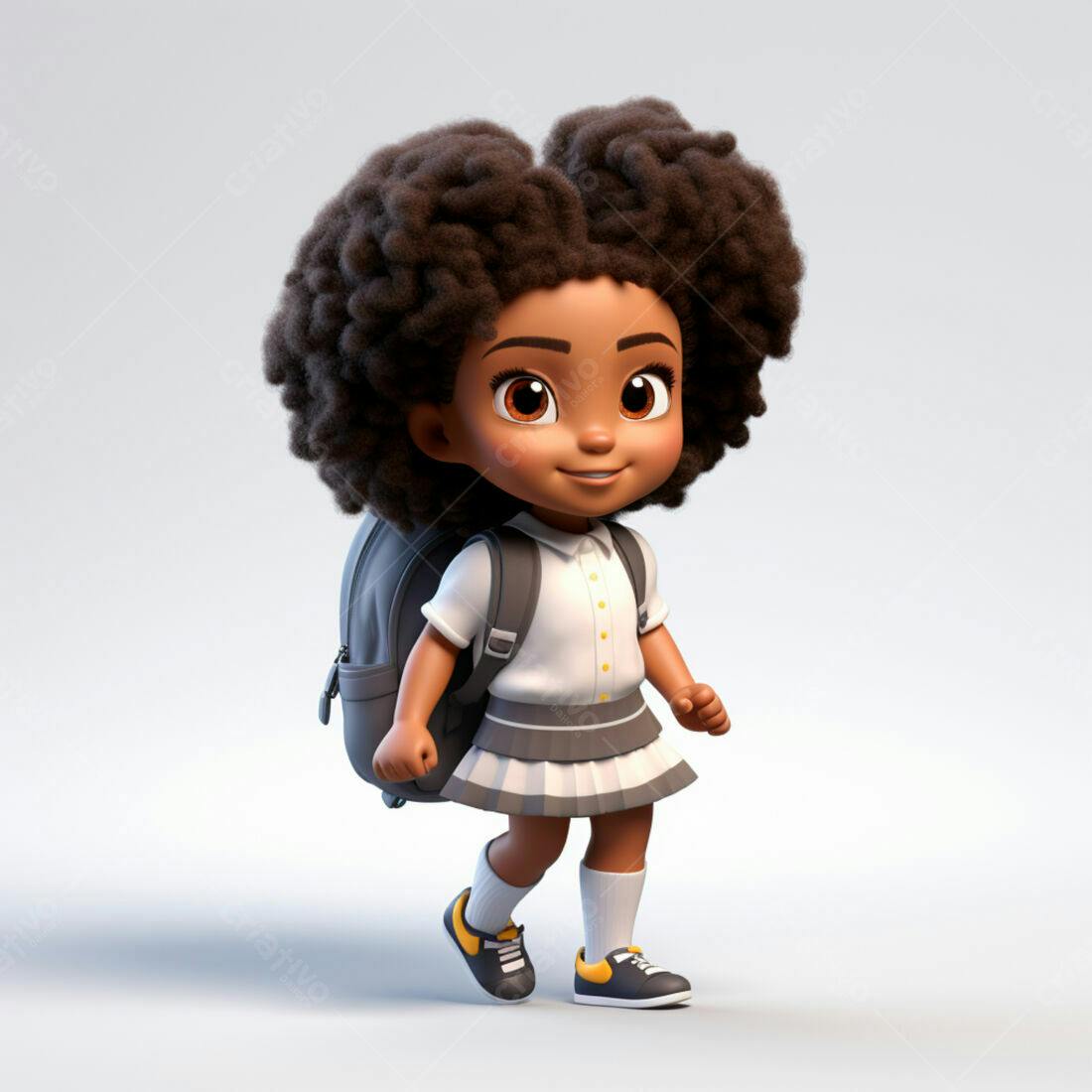 Menina negra indo para escola com mochila
