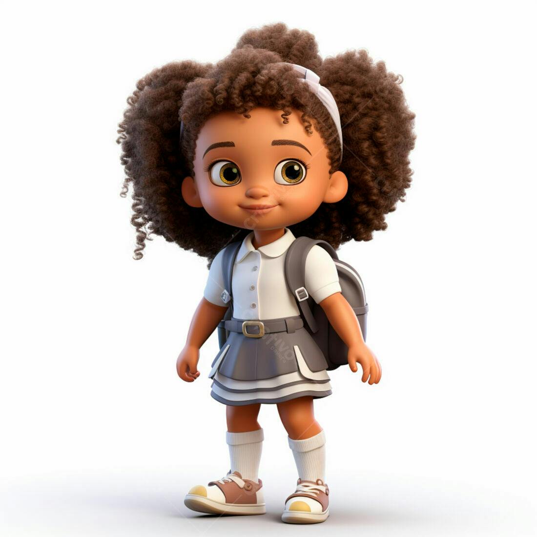 Menina negra animada indo para escola