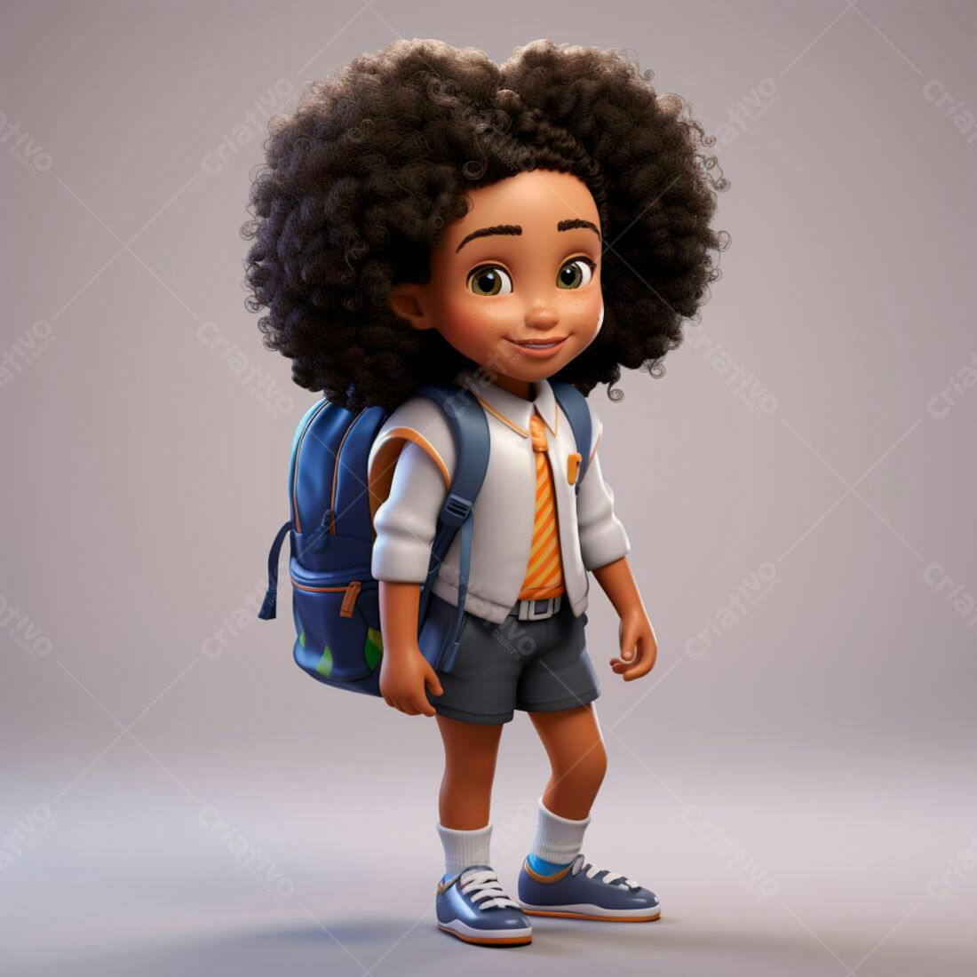 Menina negra com mochila escolar