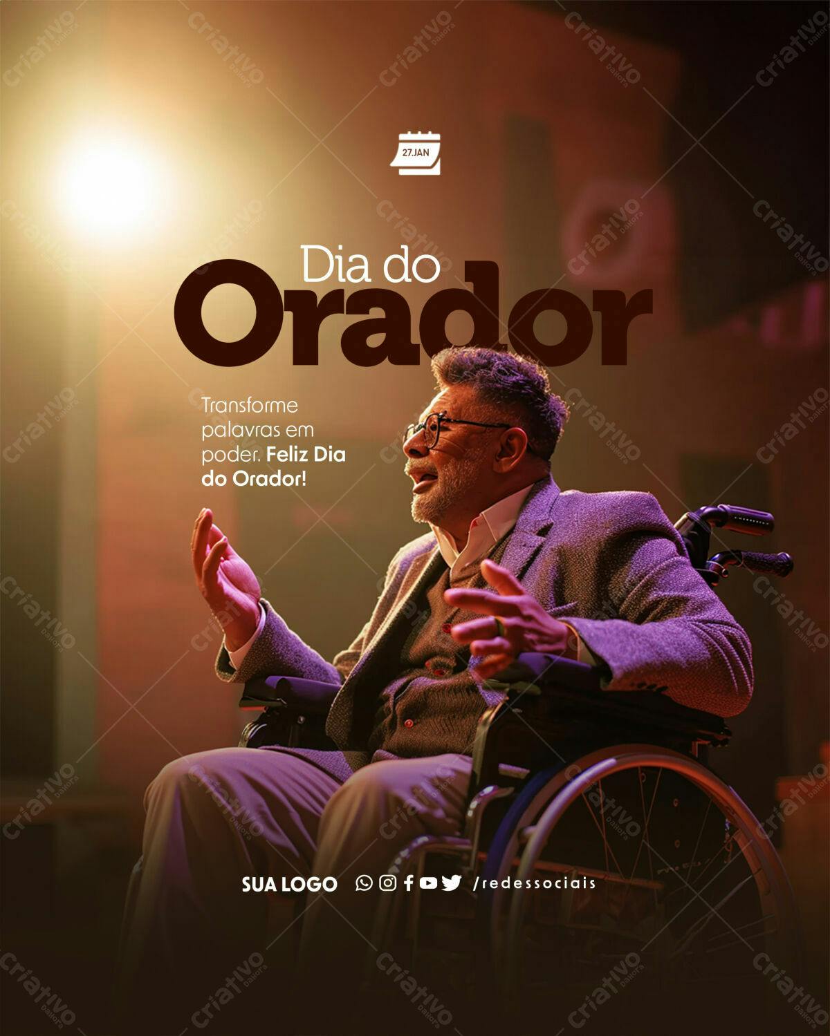 Post para o Dia do Orador PSD Editável