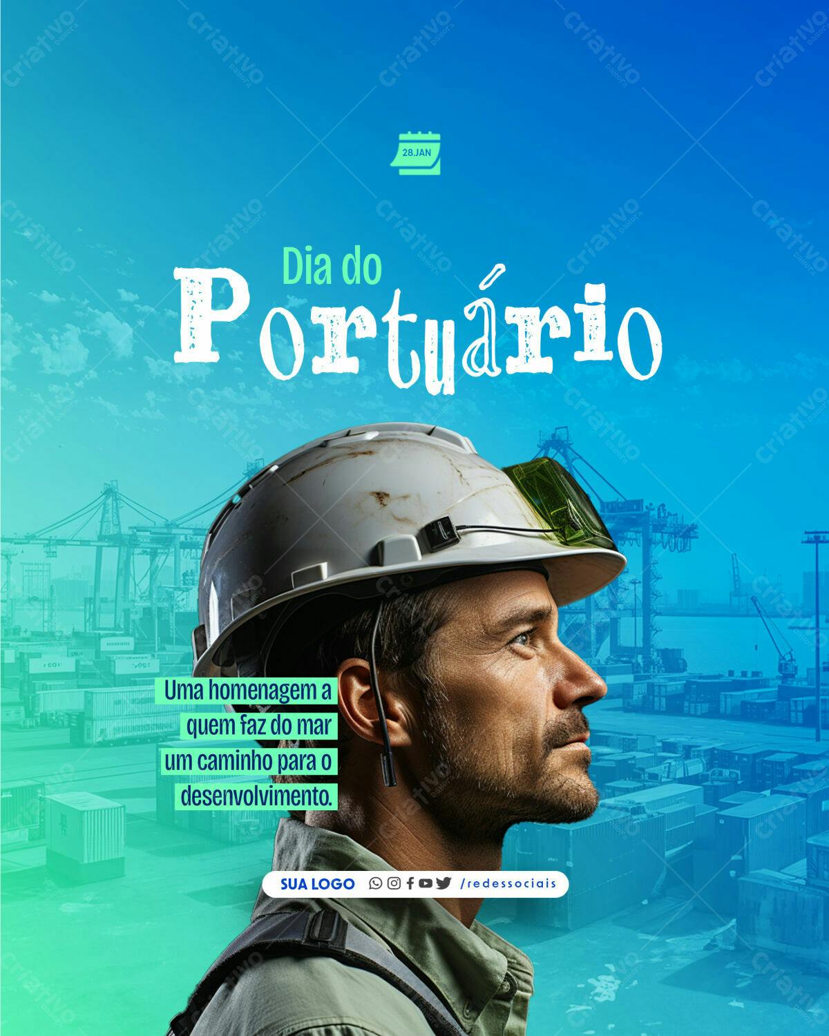 Flyer Dia do Portuário PSD Editável