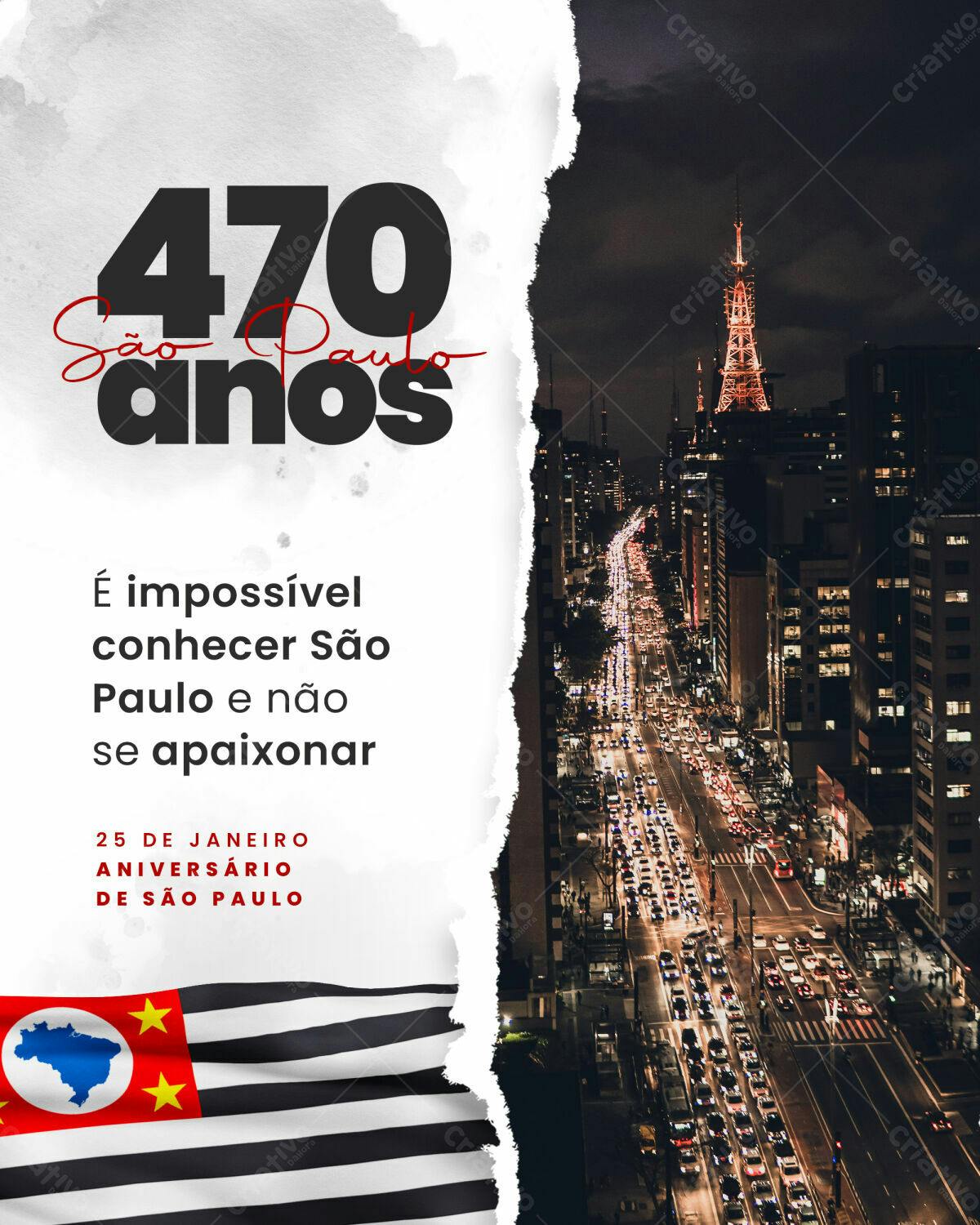 Flyer Aniversário 470 anos de São Paulo PSD Editável