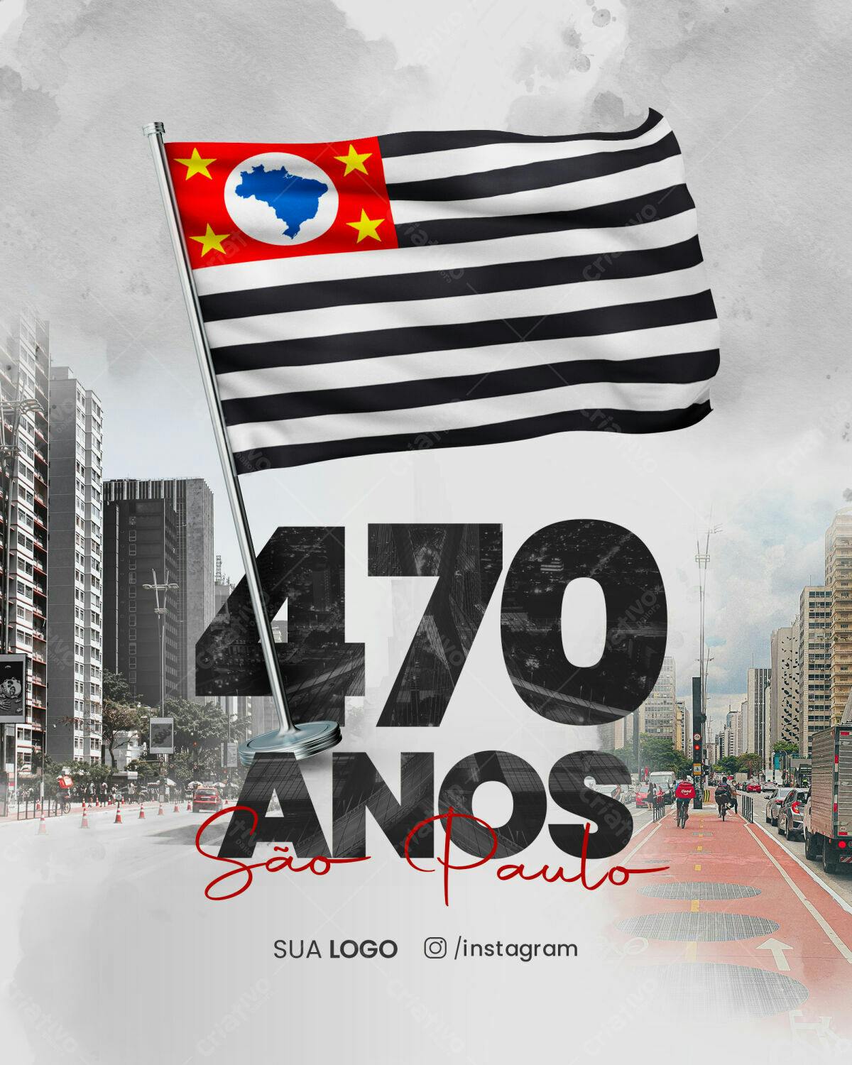 Flyer 470 Anos São Paulo PSD Editável