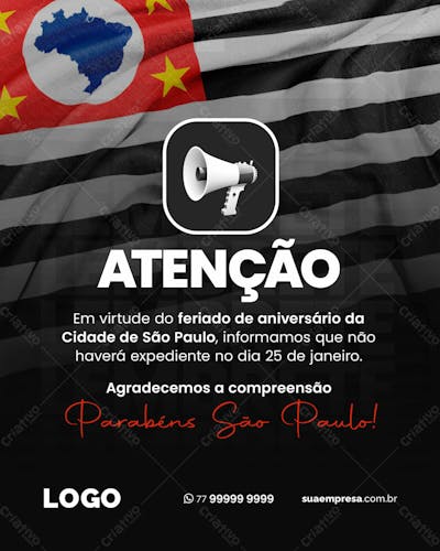 Aniversário São Paulo - Parabéns São Paulo