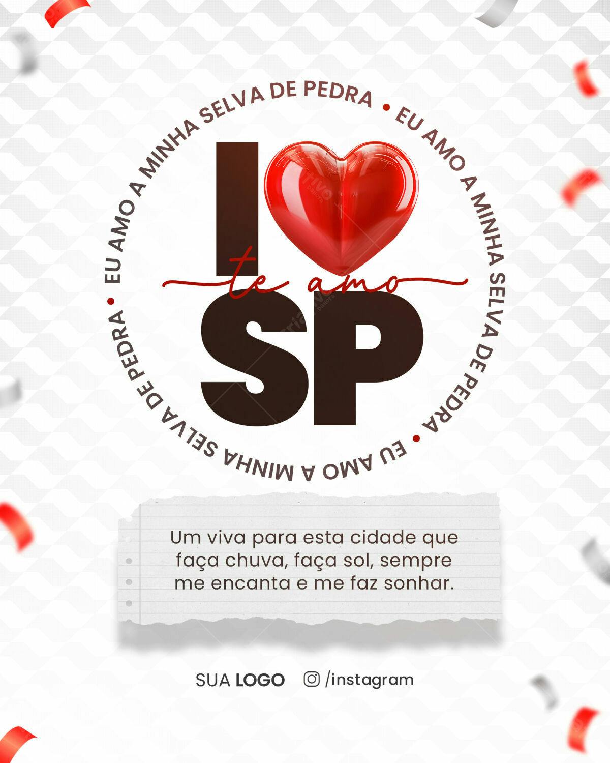 Post para Instagram Eu Amo SP PSD Editável