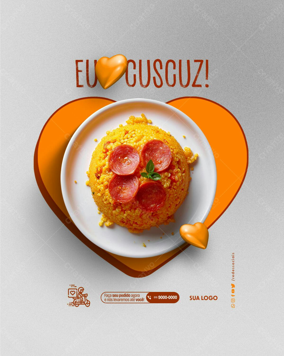 Flyer para Delivery de Cuscuz com Calabresa PSD Editável