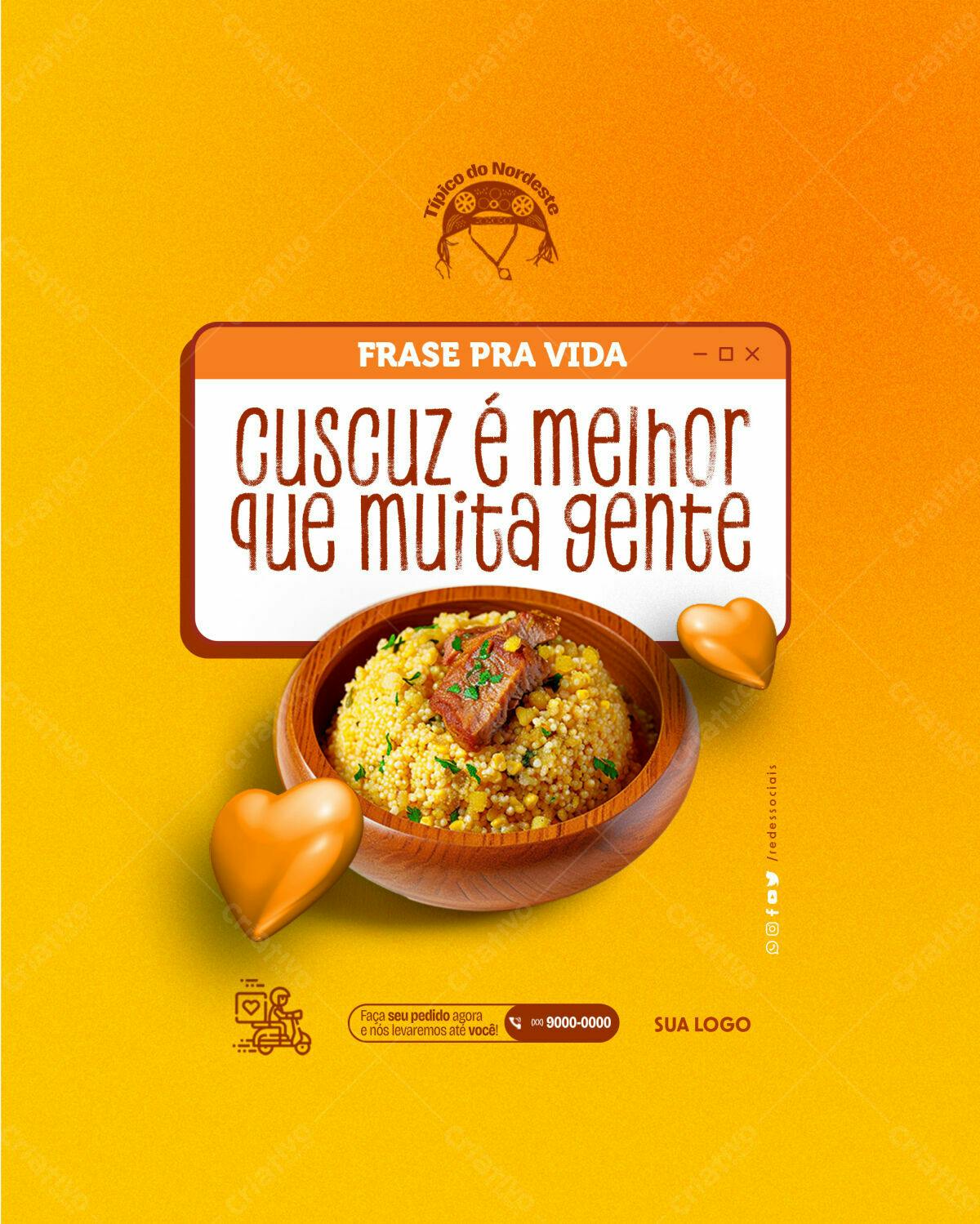 Post para Redes Sociais Cuscuz PSD Editável