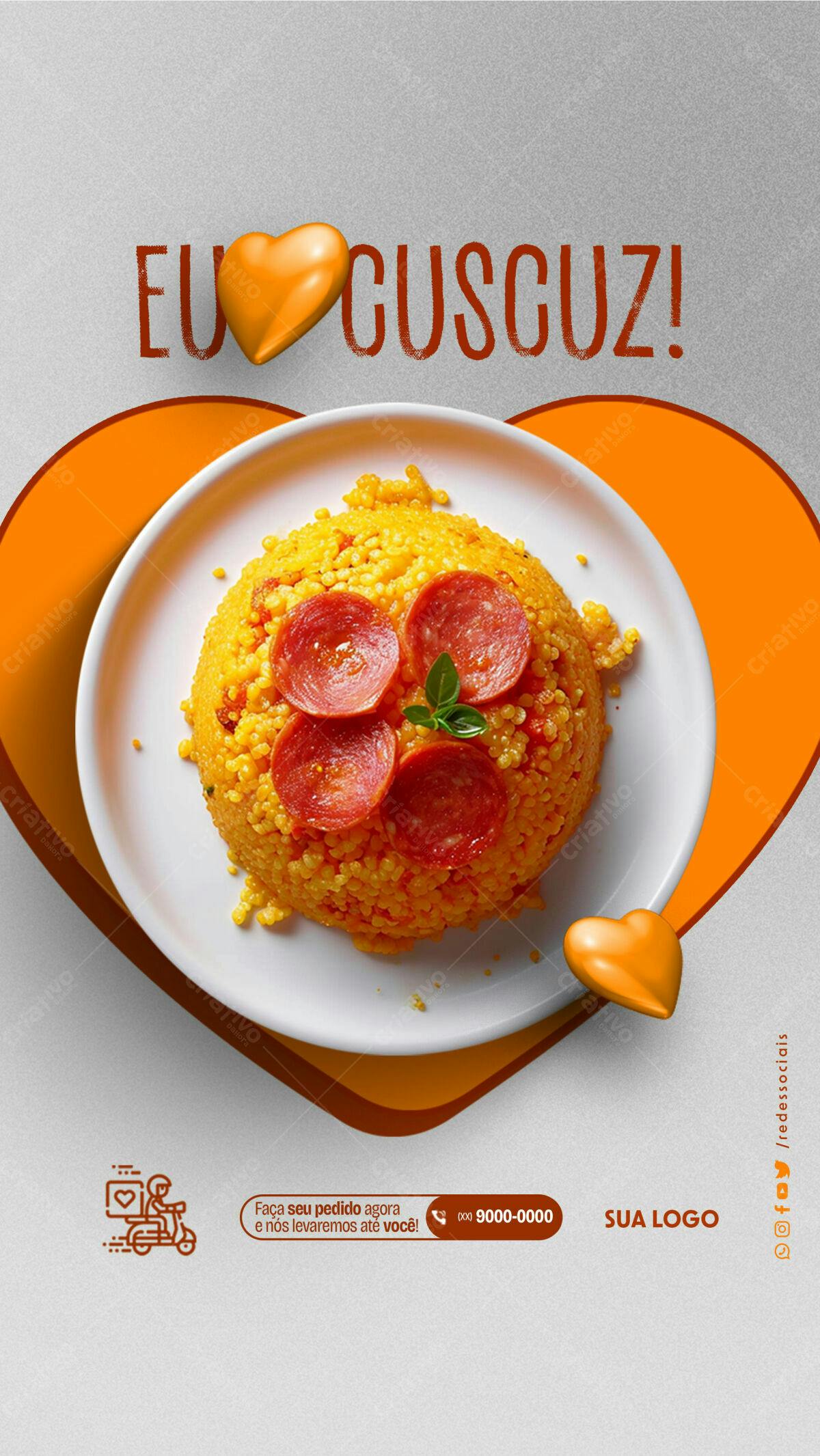 Flyer para Delivery de Cuscuz com Calabresa PSD Editável