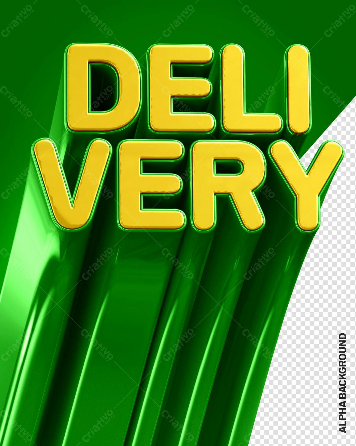 Selo 3D de entrega dourado e verde