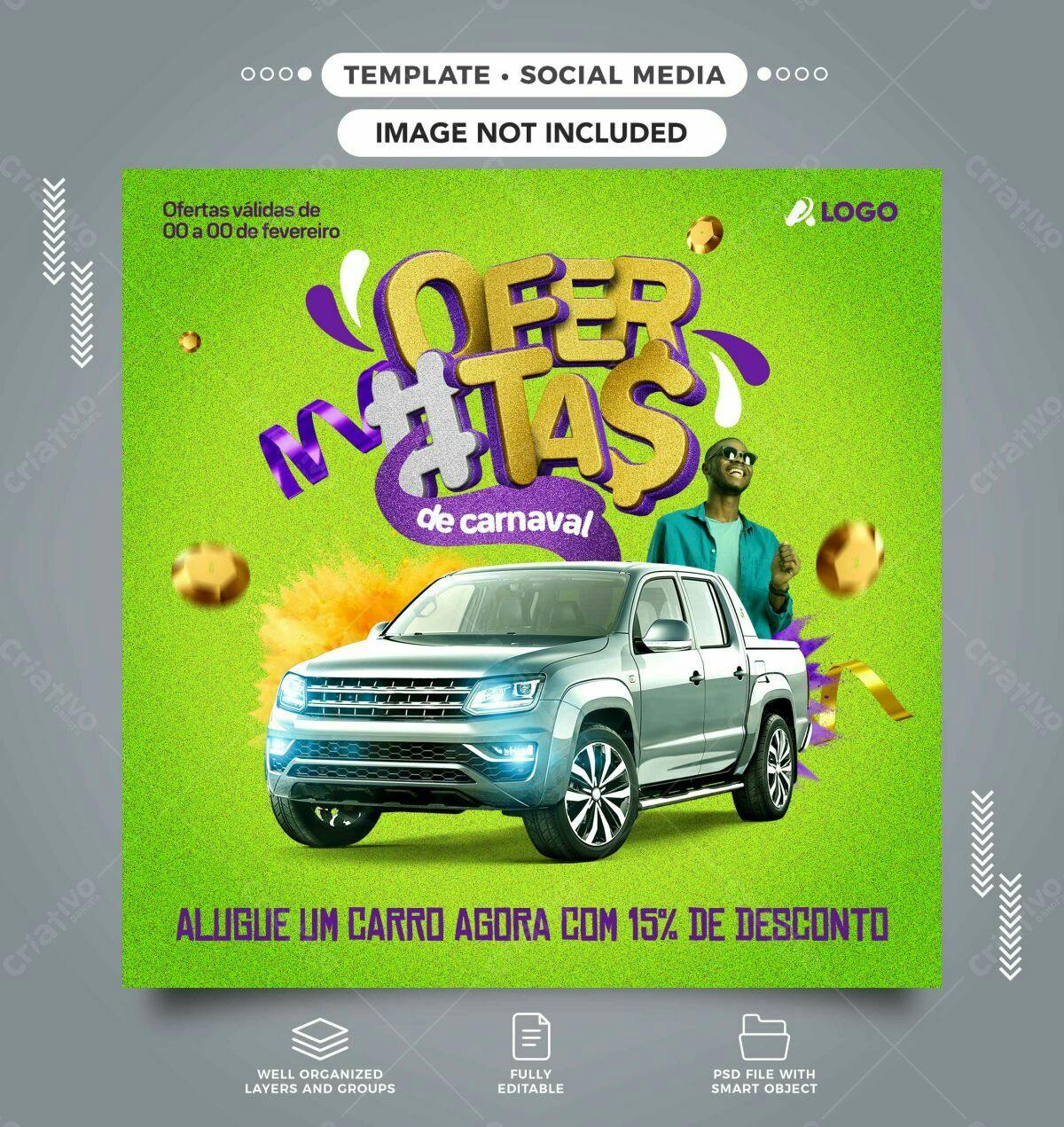 Flyer para Aluguel de Carros Carnaval PSD Editável