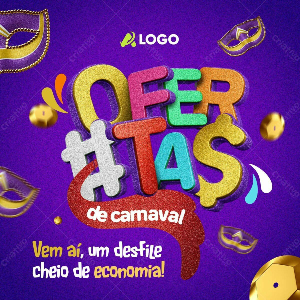 Flyer para Ofertas de Carnaval PSD Editável