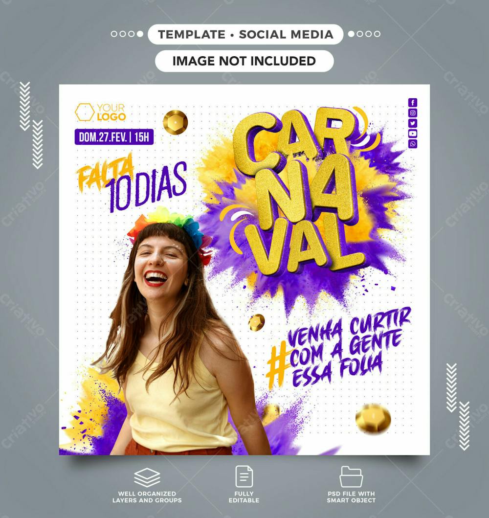 Social Media Carnaval Vem Ai Faltam 10 Dias Template Feed