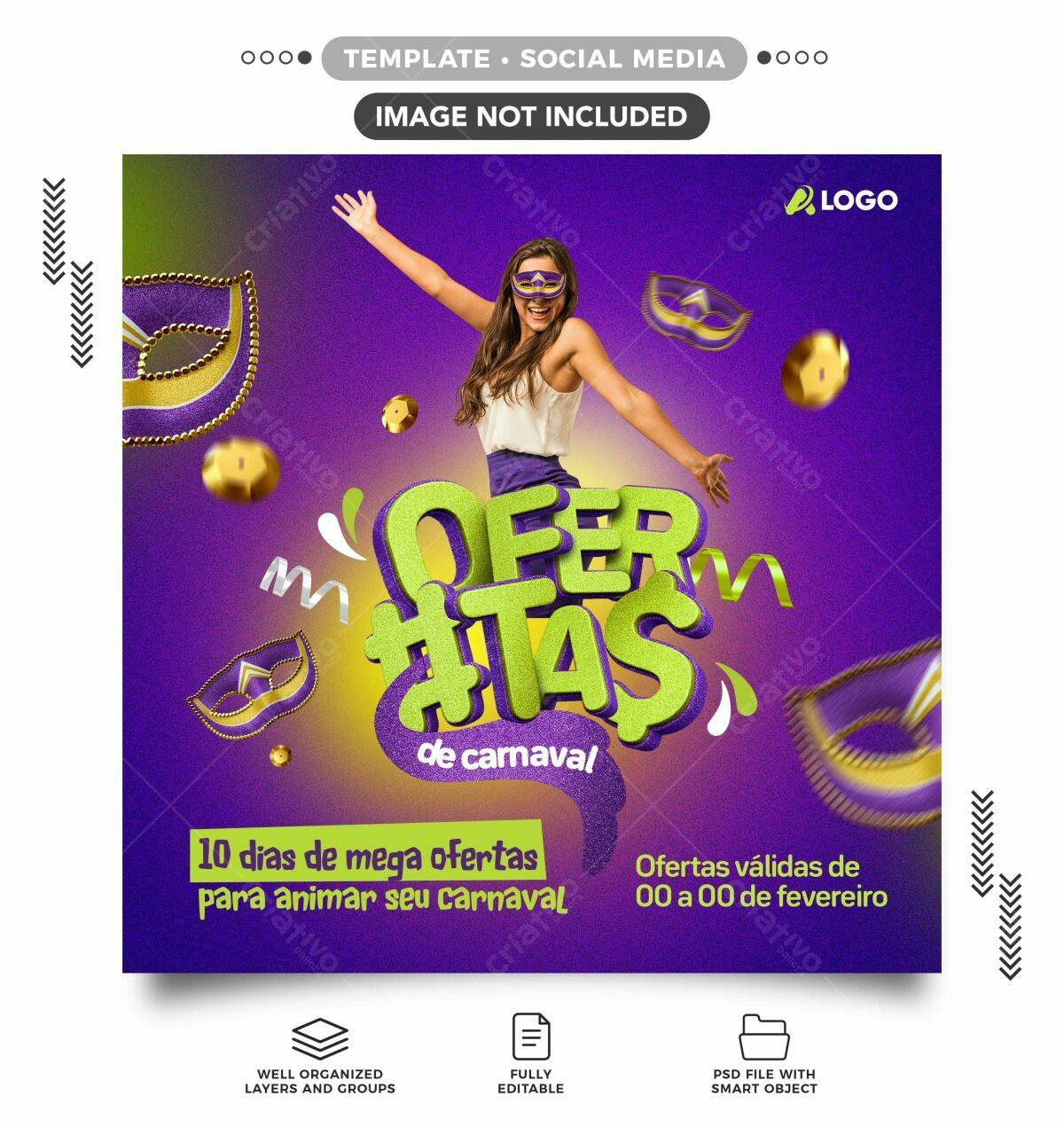 Flyer Carnaval Ofertas PSD Editável
