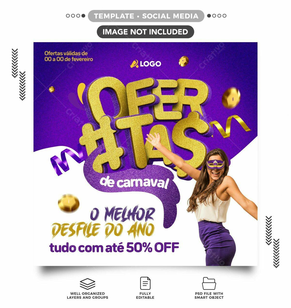 Flyer Carnaval com Ofertas PSD Editável