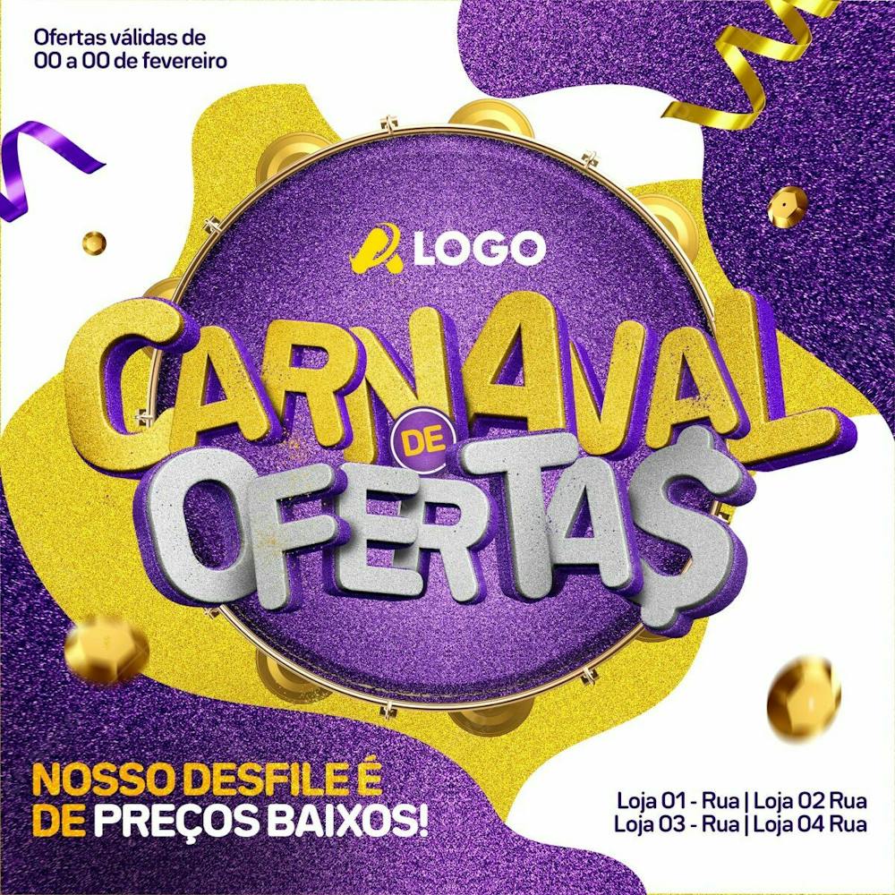 Social Media Carnaval De Ofertas Nosso Desfile De Precos Baixos Template Feed