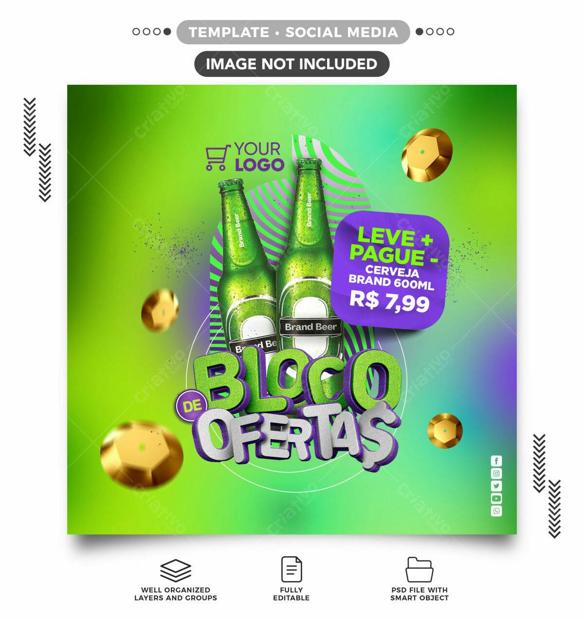 Flyer para Promoção de Cerveja PSD Editável
