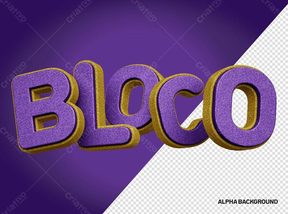 Logo 3D Bloco Lilas E Dourado