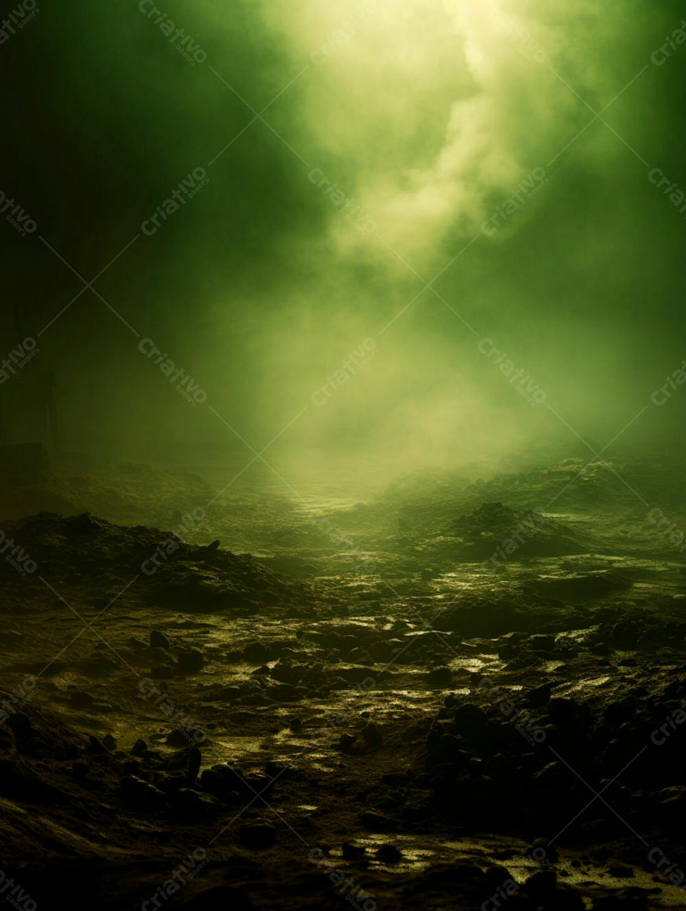 Imagem De Fundo, Explosão De Fumaça E Nuvens Em Tons Verdes 1