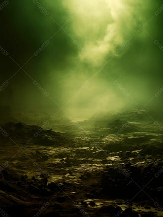 Imagem de fundo, explosão de fumaça e nuvens em tons verdes 1
