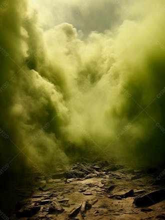 Imagem de fundo, explosão de fumaça e nuvens em tons verdes 5