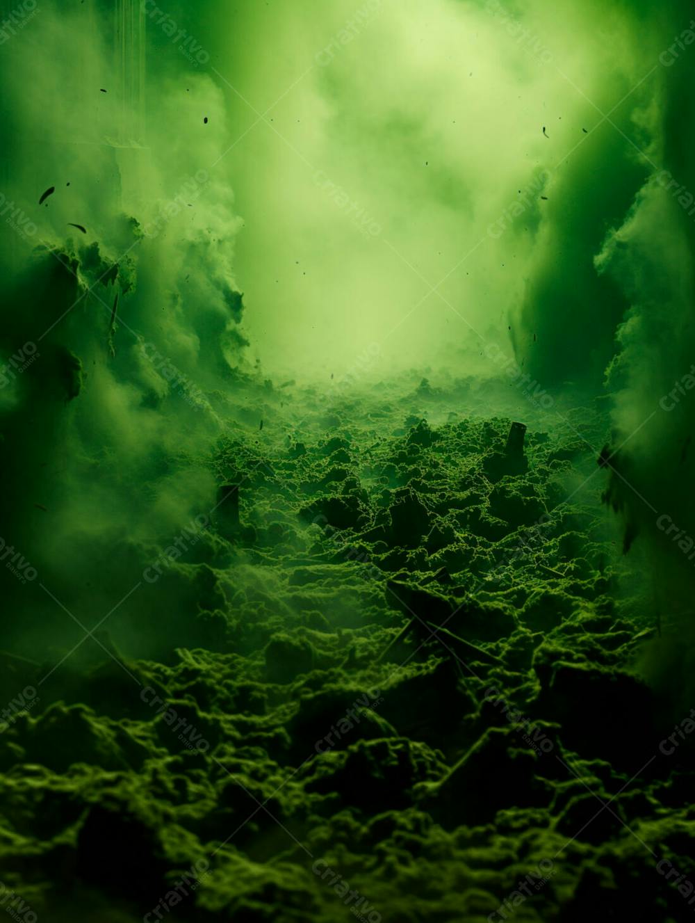 Imagem De Fundo, Explosão De Fumaça E Nuvens Em Tons Verdes 11