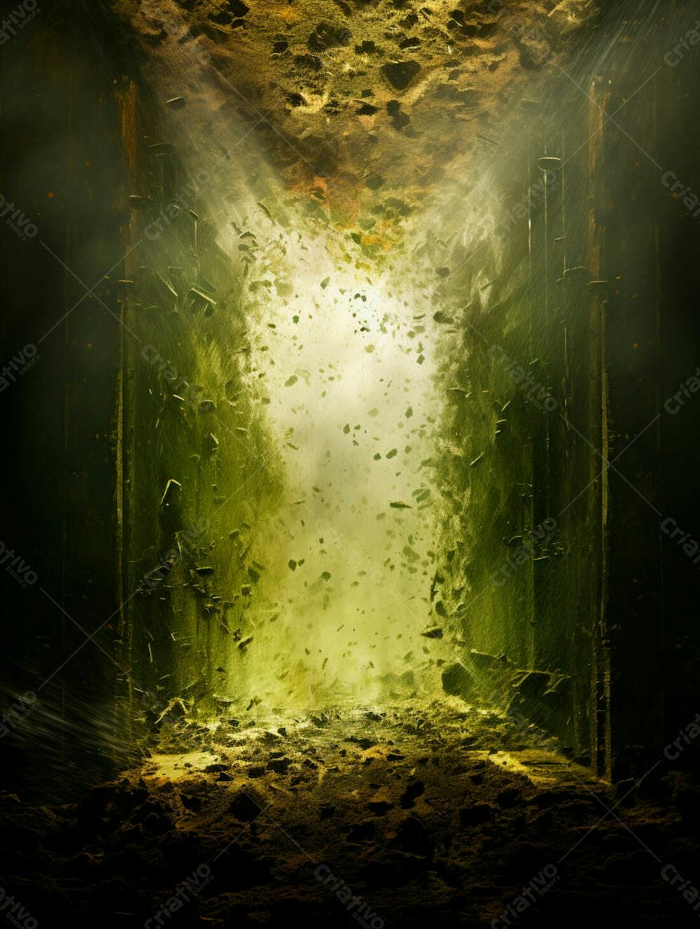 Imagem De Fundo, Explosão De Fumaça E Nuvens Em Tons Verdes 19