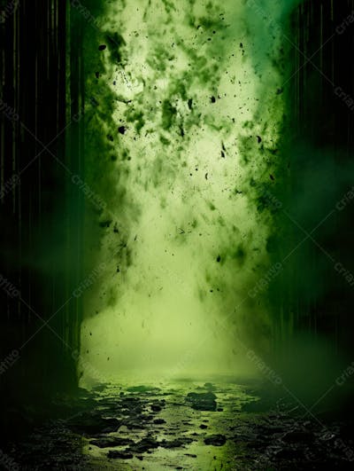 Imagem De Fundo, Explosão De Fumaça E Nuvens Em Tons Verdes 27