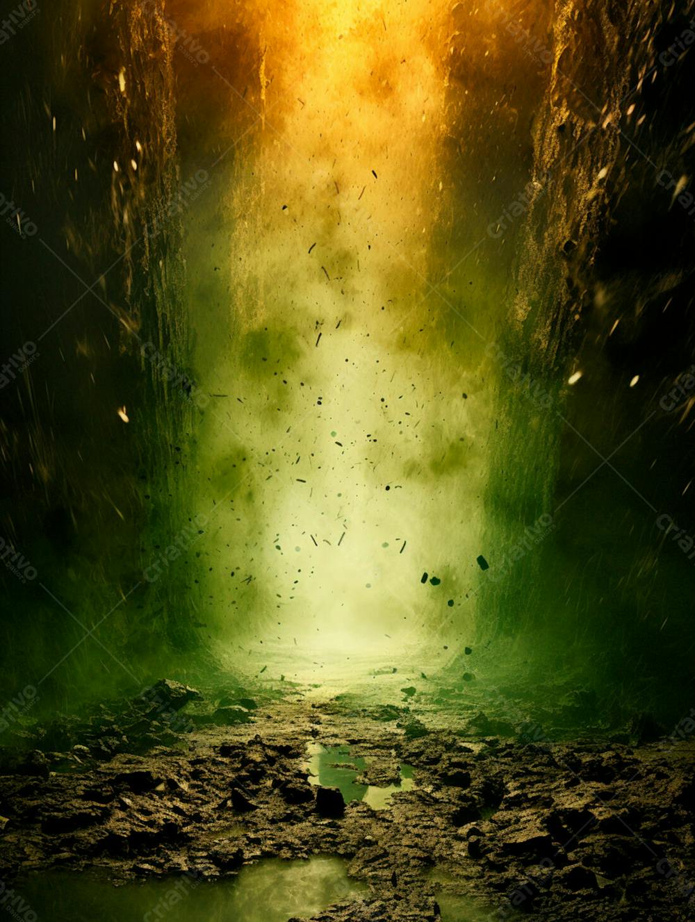 Imagem De Fundo, Explosão De Fumaça E Nuvens Em Tons Verdes 29