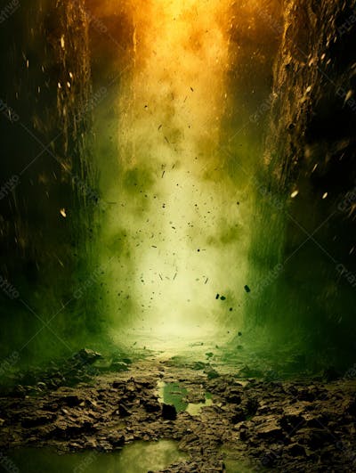 Imagem De Fundo, Explosão De Fumaça E Nuvens Em Tons Verdes 29