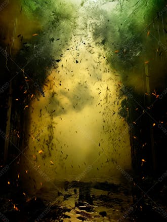 Imagem de fundo, explosão de fumaça e nuvens em tons verdes 31