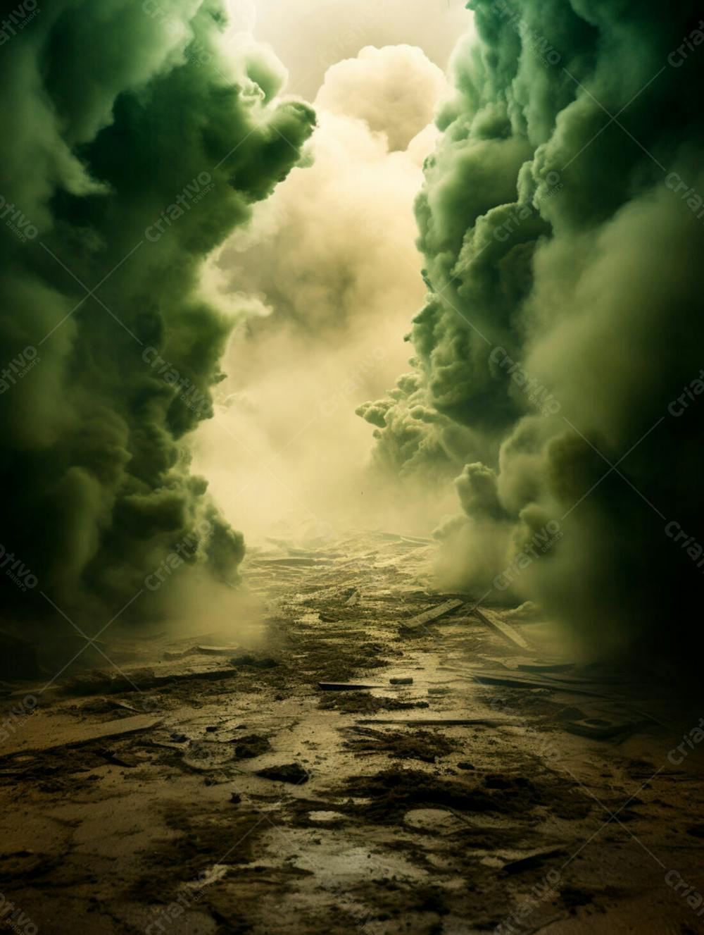 Imagem De Fundo, Explosão De Fumaça E Nuvens Em Tons Verdes 41